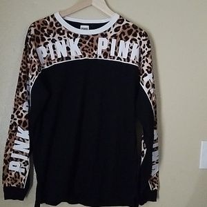 Pink long sleeve leopard top